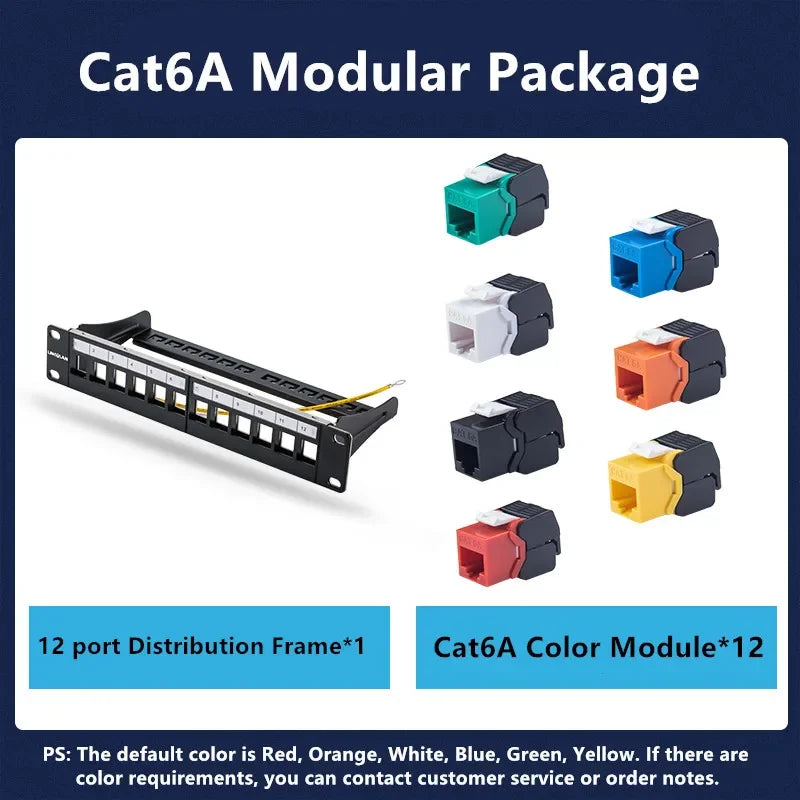 RJ45 CAT6 Cat6A Cat7 Module Patch Panel 12 Port Keystone RJ45 Network Rack Mount Panel Ethernet Wall Jack Distribution Frame