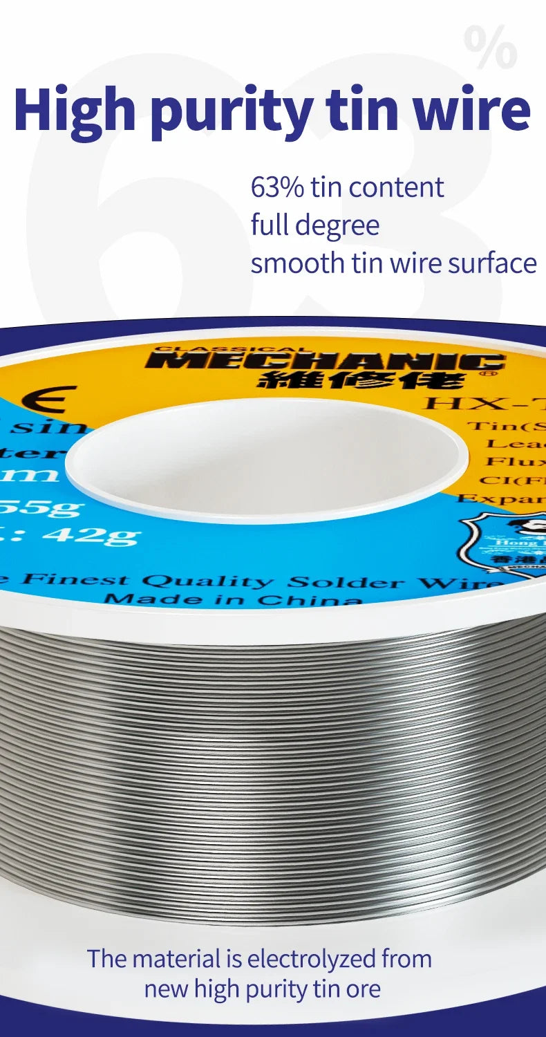 【MECHANIC】 HX-T100 500g Soldering Wire Mild Rosin Core  0.5mm 0.6mm 0.8mm 1mm 1.2mm for IPhone Samsung Repair Tool
