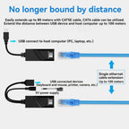 USB Ethernet Extender Connections Up To 100m USB 2.0 Network Cable Extender To RJ45 Plug and Play for Camera Mouse Keyboard