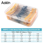300/600PCS 1/4w Metal Film Resistor 30 Values Resistance Kit 10R-1M 0.25W 1% Resistors Set