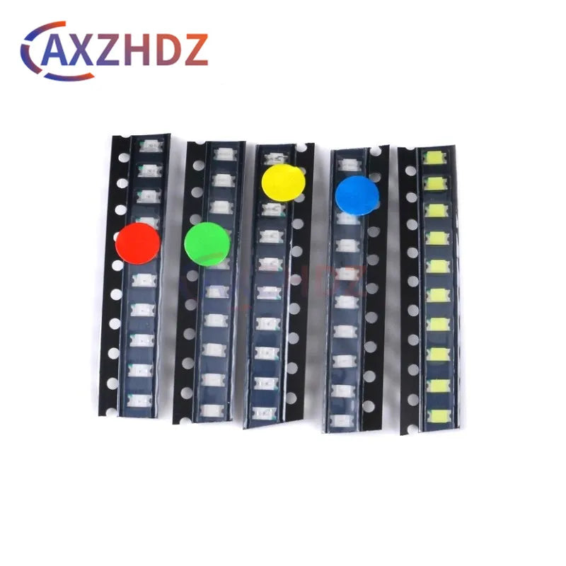 50pcs 5ValueX10PCS 1206 0402 0603 0805 SMD LED Diodes Component Package Kit DIY White Red Blue Green Yellow Super Bright