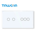 TAWOIA 1/2/3 Gang Touch Switch Double Light Switch Triple Sensor Switch 1Way EU Standard Glass Panel Blue backlight White Series