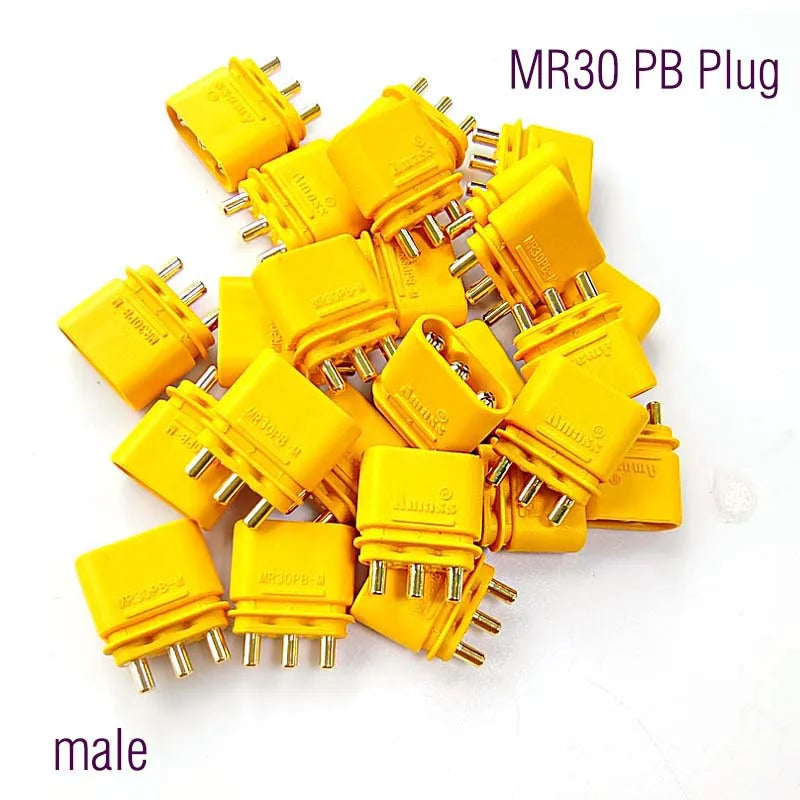 Amass 10 / 50Pair XT30 XT30U MR30 MR30PB Plug Male Female Bullet Connector Gold Plated Banana Plug for RC Drone Accessories