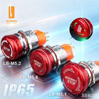 LANBOO 19mm 22mm Metal Emergency STOP Mushroom Push Button Switch Latching Button Switch with LED