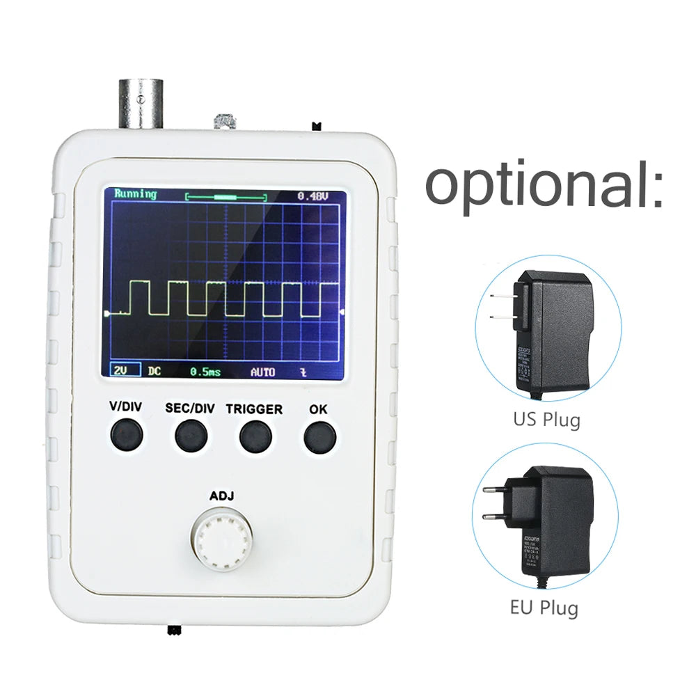 FNIRSI 2.4” TFT Handheld Digital Oscilloscope 0-200KHz Bandwidth 1M Sampling Rate with BNC-Clip Cable Probe and Power Supply