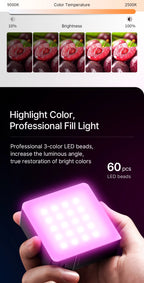 Ulanzi VL49 RGB PRO Full Color LED Video Light 2500K-9000K Camera Light for Photopraphy with Honeycomb Diffuser
