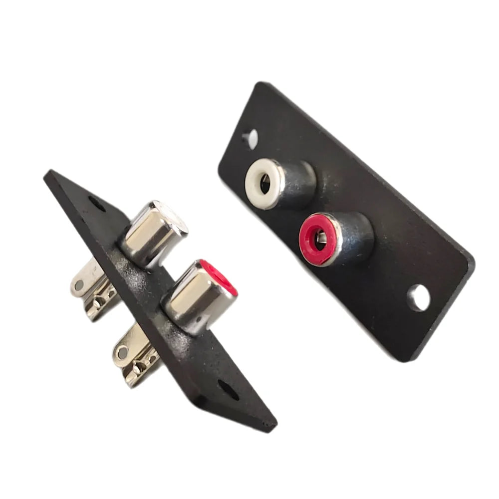 2/5Pcs 2 Way RCA Female Jack Connector Terminal Wall Panel Plate Input Phono Chassis Socket Audio AV Adapter