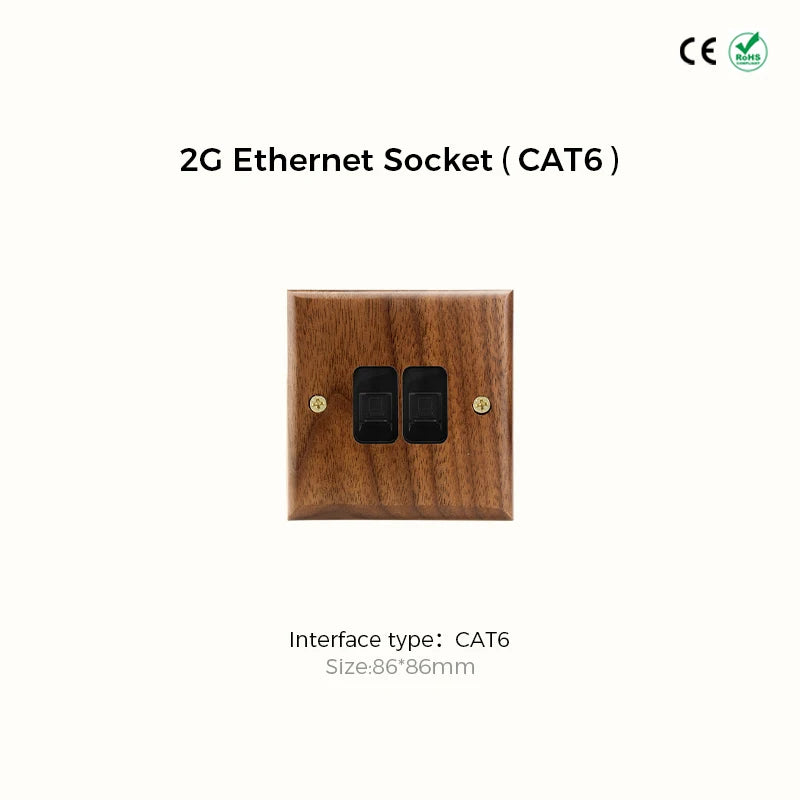 Avoir Retro Black Walnut Panel Toggle Switches USB Type C FR EU Socket Outlet Brass Lever Wall Light Switches Cat6 Rj45 For Home