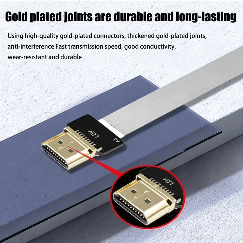 1PCS Ribbon FPV HDMI-Compatible Connector Flexible Flat Cable Raspberry Pi 4 Micro HDMI to HDMI/Mini HDMI Female 90 Degree FFC