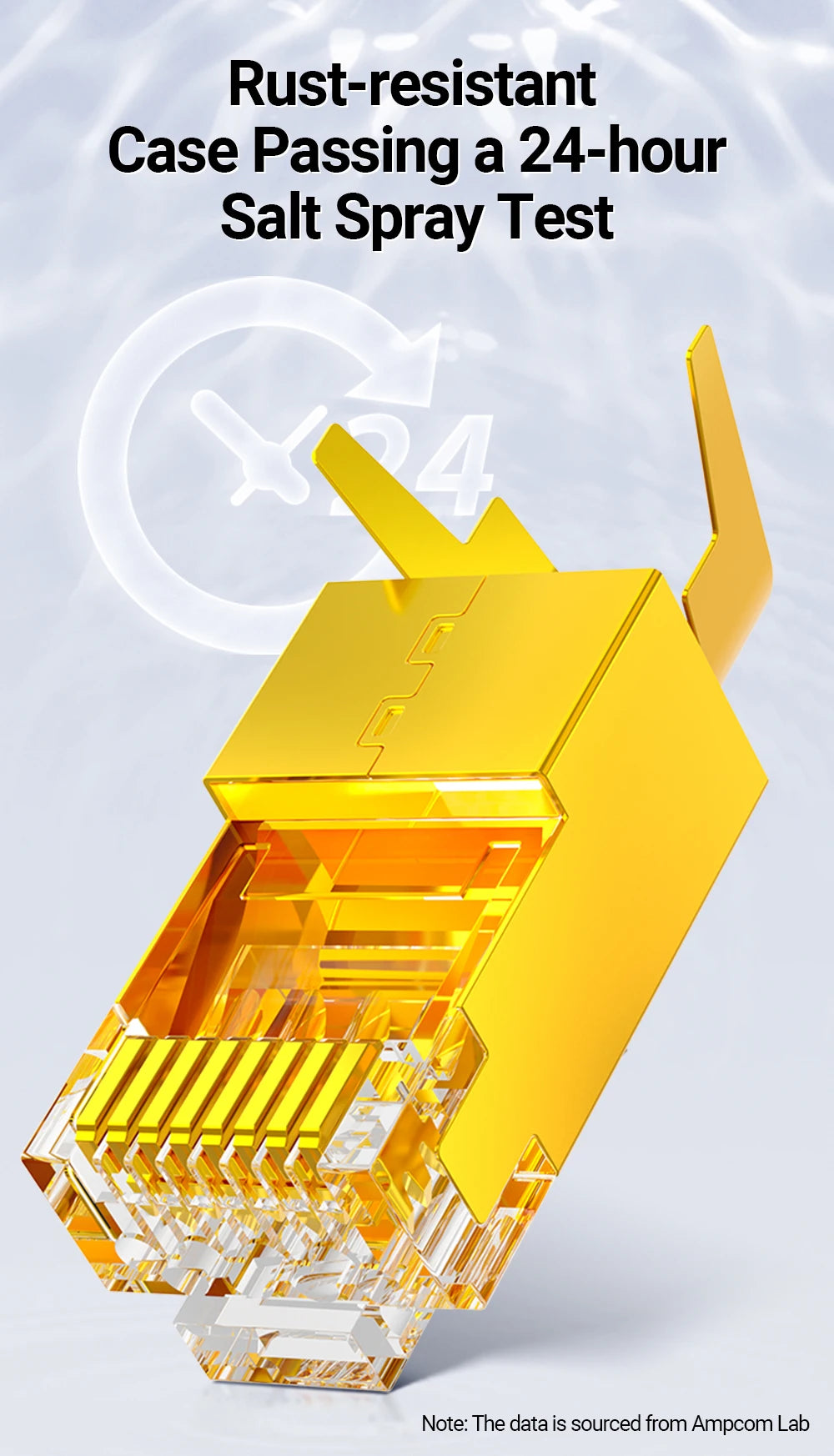 AMPCOM CAT7 Pass Through RJ45 Modular Plug Network Connectors STP 3/50μ Gold-Plated 8P8C Crimp End for Ethernet Cable