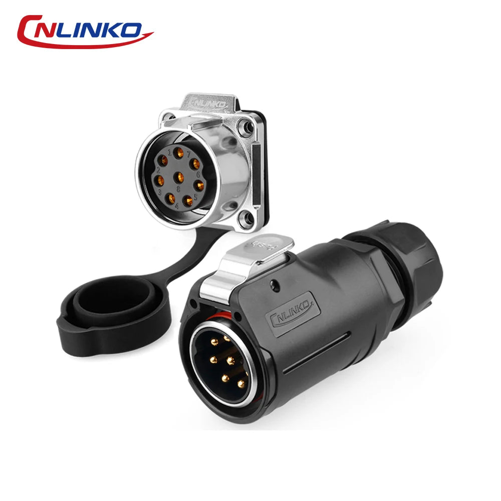 CNLINKO M28 8Pin Circular Aviation Connector Waterproof 15A 300V Solder Type Quick Snap Lock for Industrial Control Systems