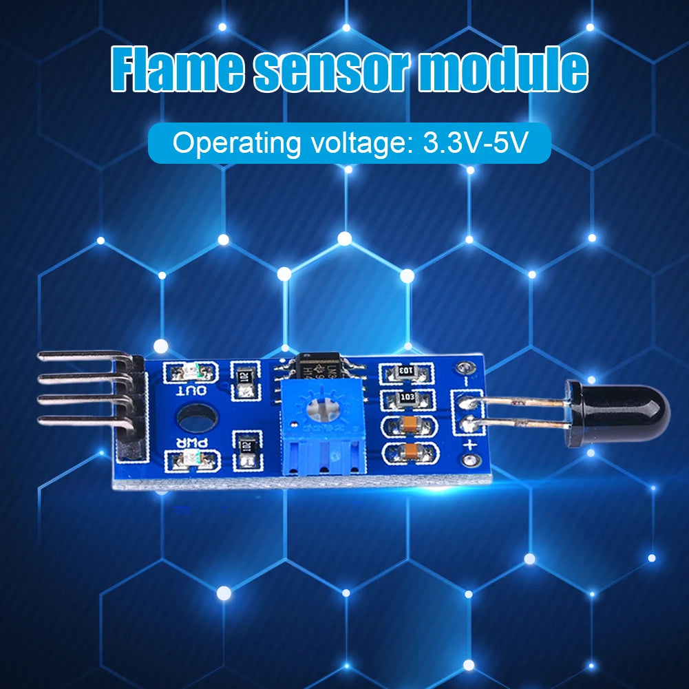 4 Pin IR Flame Detection Sensor Module 3.3V-5V Fire Detector Infrared Receiver Module Sensitivity Adjustable for Arduino DIY Kit