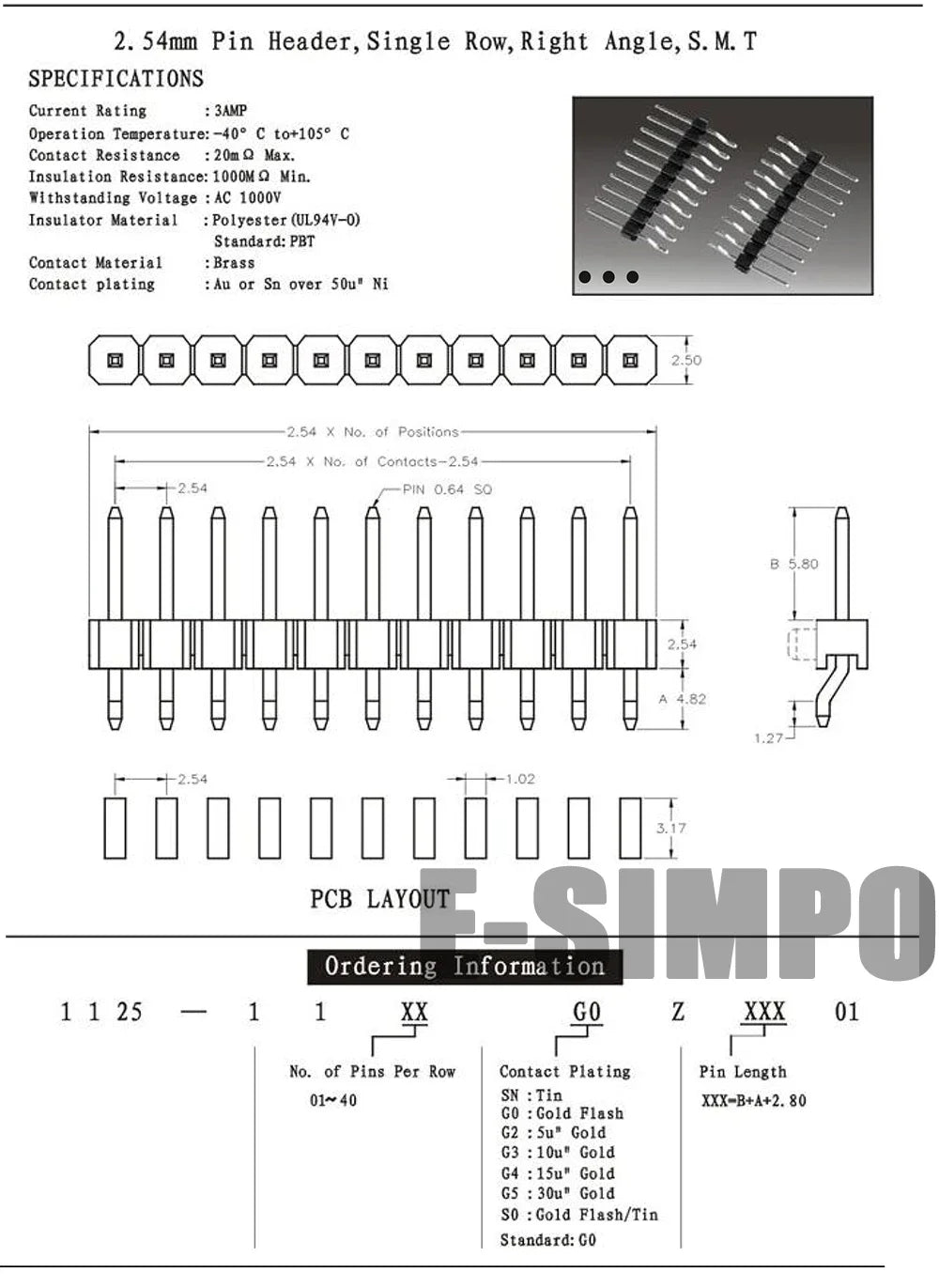 5pcs 2.0mm Right Angle SMD Single Row 1X40P Dual 2X40P Breakable Right Angle SMT Gold-plated RA Horizontal SMT Male Pin Header