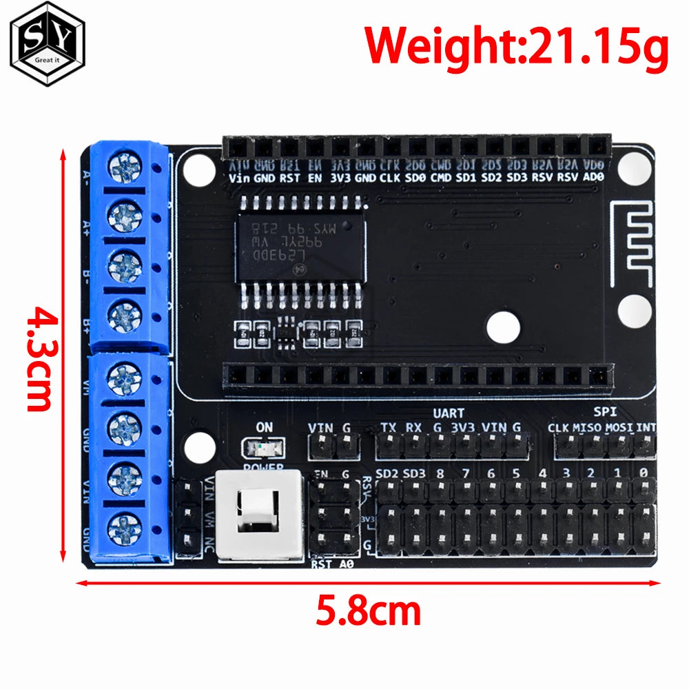 1PCS NodeMCU Motor Shield Board L293D for ESP-12E from ESP8266 esp 12E kit diy rc toy wifi rc smart car remote contro