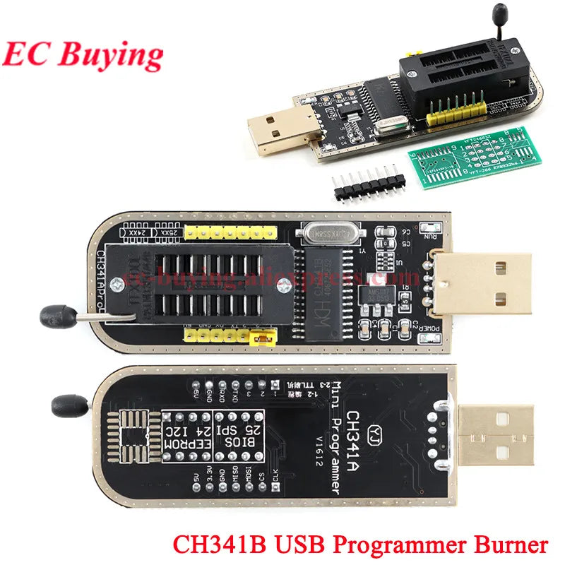 CH341A CH341B 24 25 Series EEPROM Flash BIOS USB Programmer Module SOIC8 SOP8 SOP 8 Test Clip EEPROM 93CXX/25CXX/24CX Burner ZIF