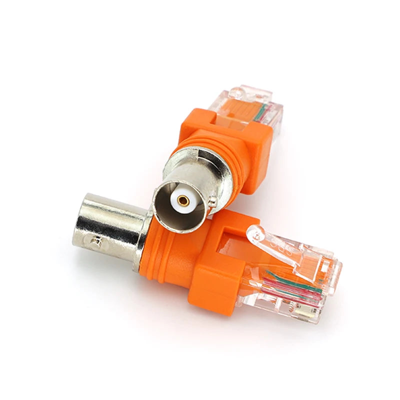2Pcs BNC Female to RJ45 Male Adapter Connector,RF Female To RJ45 Male Plug Coaxial Chassis Panel Mount Monitor Accessorie
