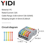 5pcs/lot Splitter Cable Push-in Lever Connection Terminal Block 1 In Multiple Out Combined Compact Quick Splice Wire Connector
