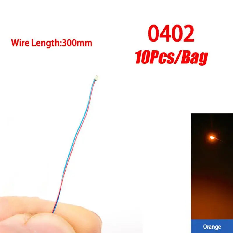10Pcs/Set DIY Model Kits LED 0402 0603 0805 1206 SMD Lamp Wired Micro LED Chip 3V 30cm Pre-Soldered Miniature Scenes Toy Lights