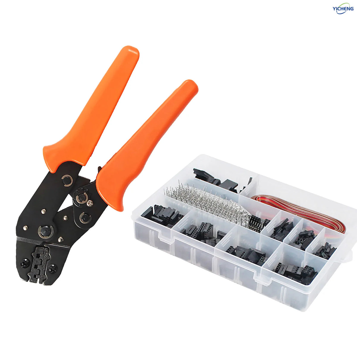 YICHENG 2.54mm Dupont Connector Kit with Ratcheting Wire Crimping Tool,Male Female Pins, Headers & Ribbon Cable