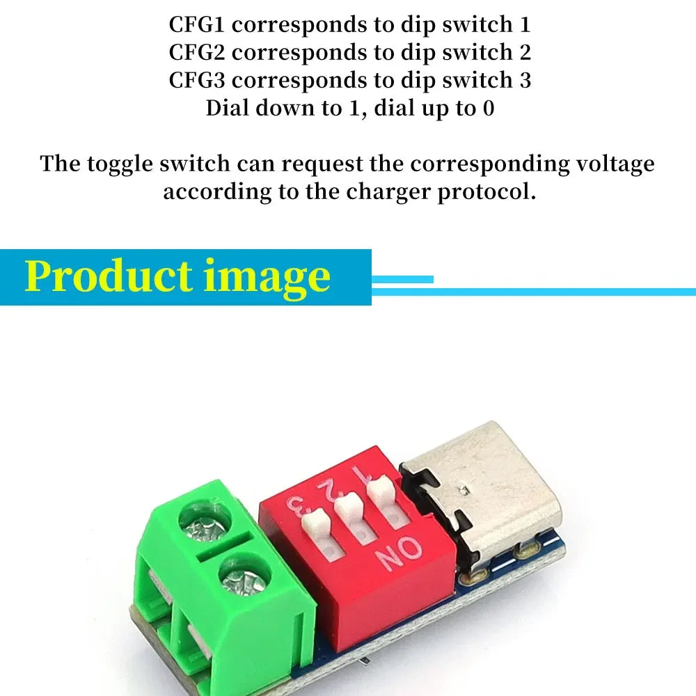 1/3/5/10/20PCS Type-C PD QC Trigger Module 5V 9V 12V 15V 20V Adjustable Fast Charging Decoy Module 100W