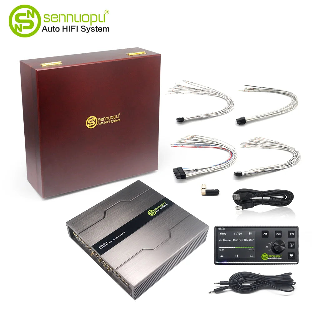 Sennuopu X14 16-Channel DSP Car Audio Processor | 14CH Class AB Automotive Amplifier, Auto Sound Module Power Amp