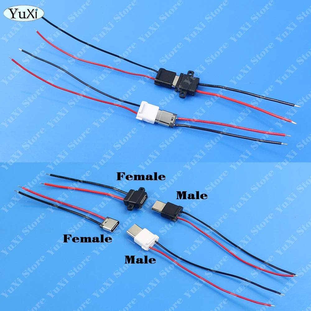 USB Type-C Waterproof Connector Male Female 2Pin Fast Charging Jack Port USB-C 4Pin Charger Plug Data Transmission Cable 3A 5V