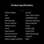 TEUCER PC Computer Case Fan PWM 4 Pin 120mm Silent 12CM Fan CPU Cooler Cooling Fan Cooling Radiator Fan 12V Adjust Fan Speed