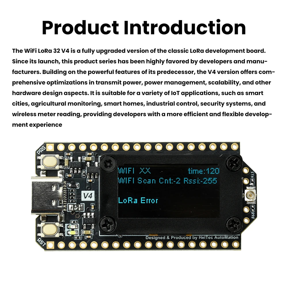 Heltec V4 ESP32 Development Board Upgraded ESP32-S3 SX1262 LoRa Module WiFi Bluetooth 2MB with 915MHz Antenna for Meshtastic