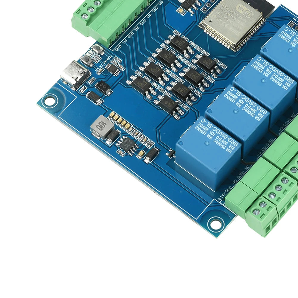 4 Channel Relay Module ESP32 RS485 Modbus WIFI Bluetooth Optocoupler Isolation Type C Interface for Industrial Automation