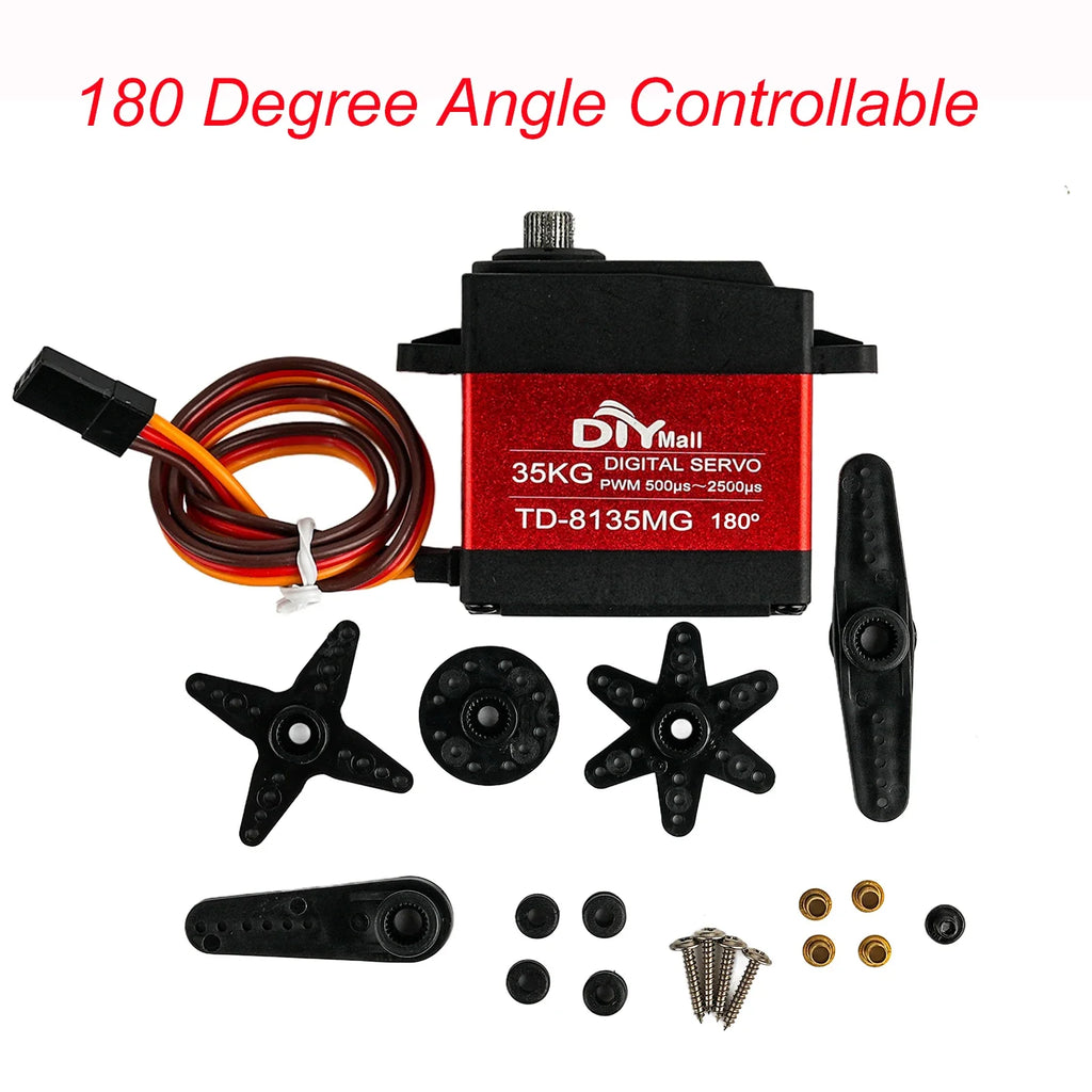 TD-8135MG Digital Servo Motor 35KG 180/270/360 Degree Waterproof Large Torque Angle Controllable 25T Metal Arm RC Cars Aircraft