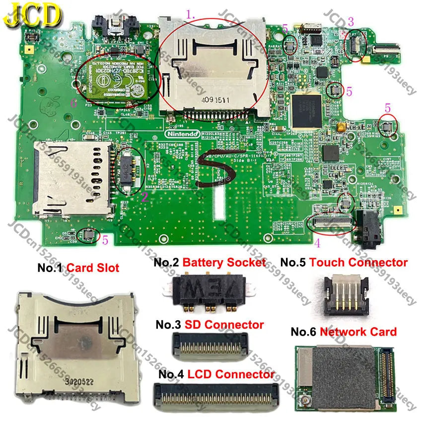 4/29/53Pin FPC Female Socket Motherboard Battery Holder Network Card Slot LCD Display Screen Flex Cable Connector For 3DS LL XL