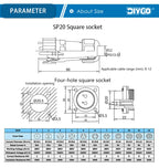 SP20 IP68 Waterproof Quick Connector Socket Multipole Plug Dustproof Right angle Square Industrial Aviation 1-14Pin Connectors