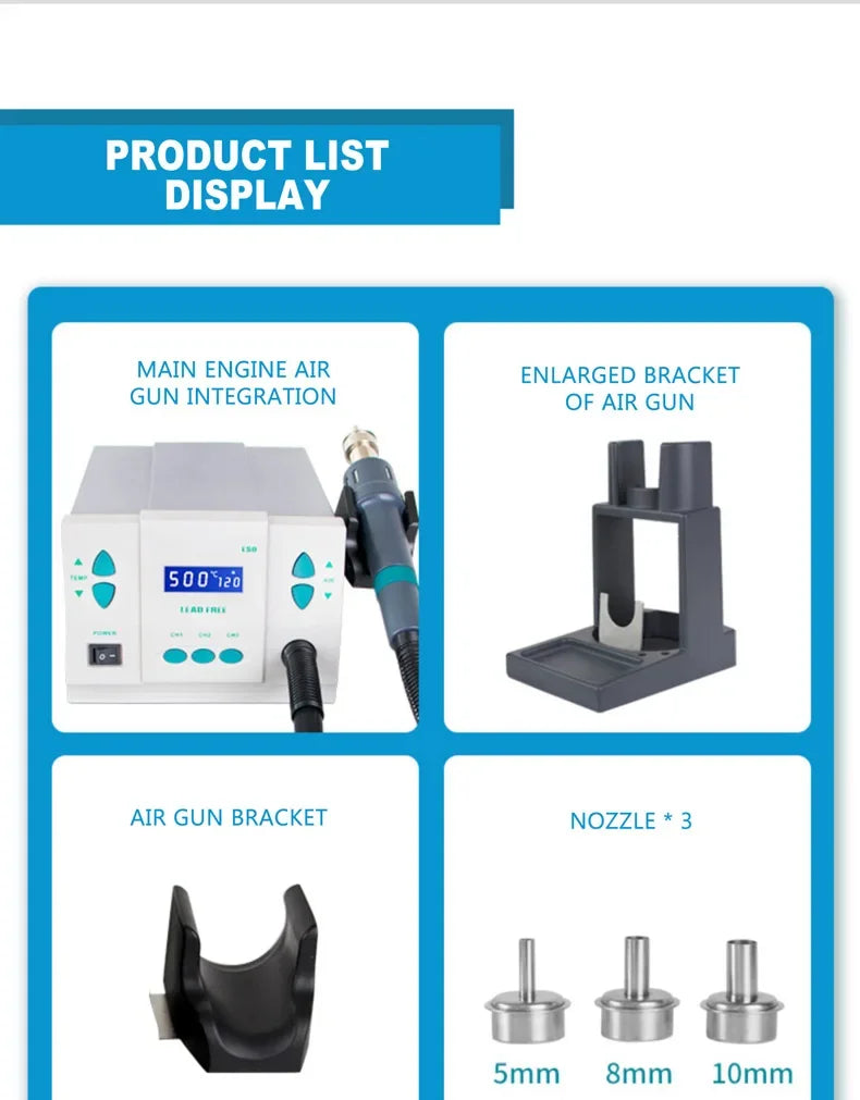861DW Original 1000W 220/110V heat gun lead free hot air soldering station microcomputer temperature Rework Station+7nozzle