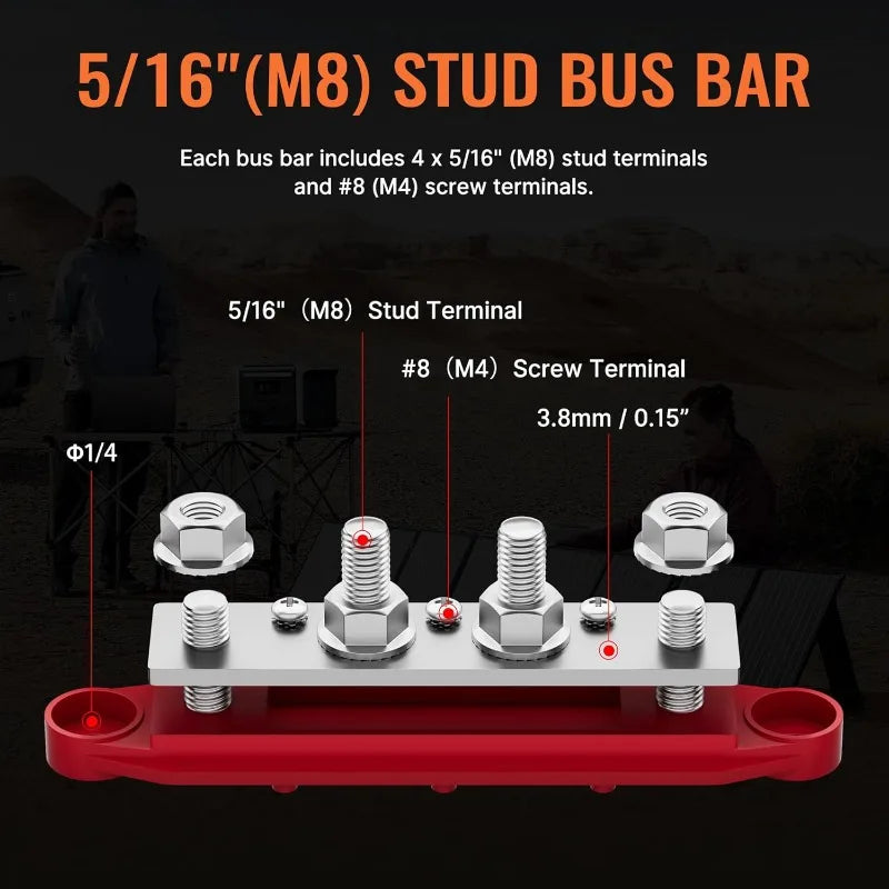 New Power Distribution Block Bus Bar with Studs Marine Terminal Block for Automotive Car Boat Solar Wiring - Negative&Positive