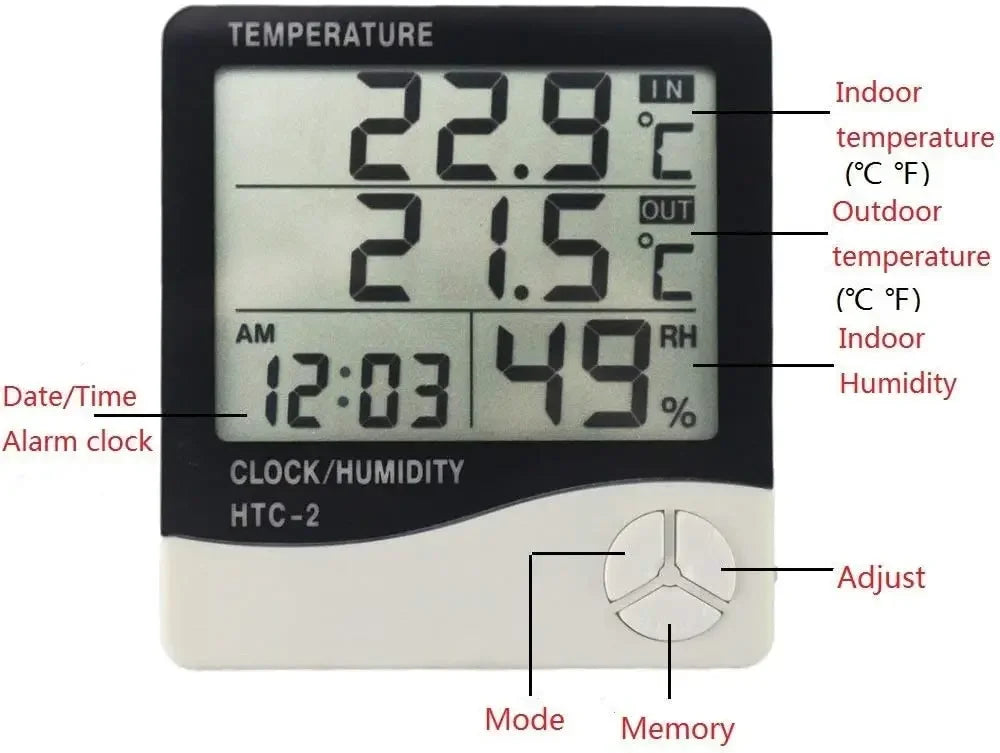 Indoor LCD Digital Thermometer Hygrometer - Electronic Temperature & Humidity Meter Sensor Gauge Weather Station for Home