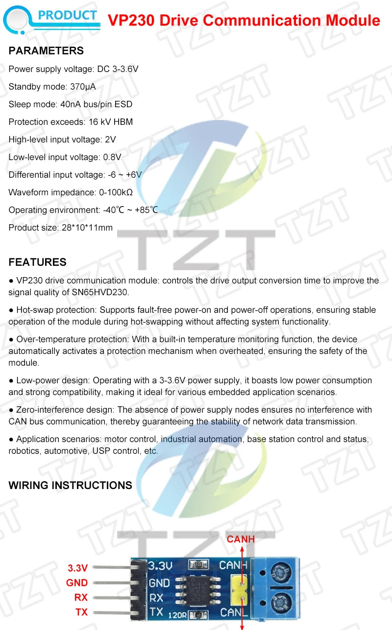 SN65HVD230 VP230 CAN Bus Transceiver Module 3.3V High-Speed for Arduino Development Board Evaluation Kit Industrial CAN Bus