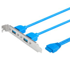 20-Pin Header Cable High Speed USB 3.0 Back Panel Expansion Bracket 2 Ports Motherboard 5Gbps Data Extension Cable