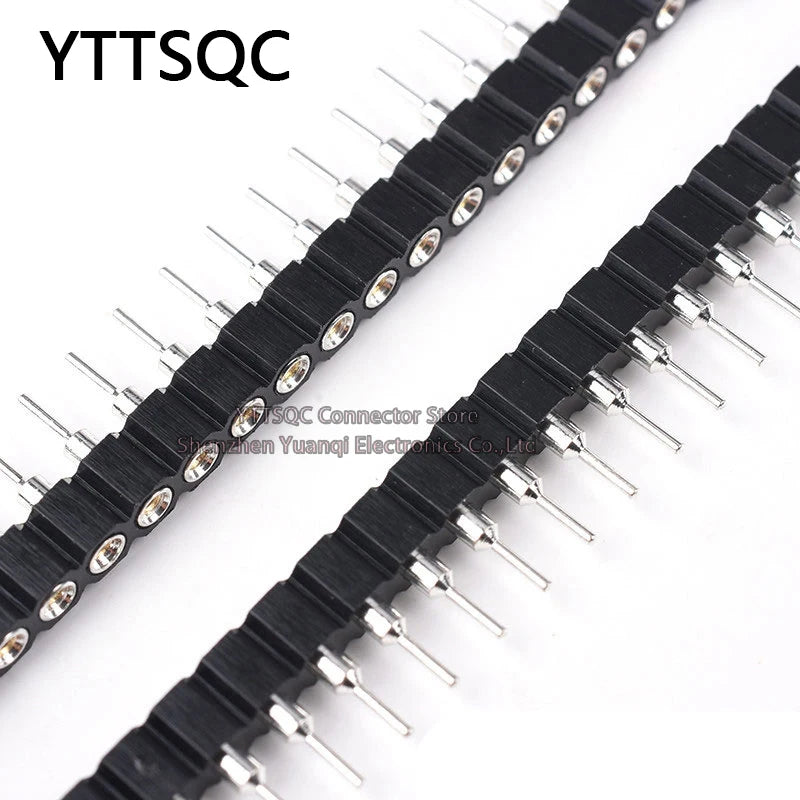 1P-40P 2.54mm Round Hole Straight Pin Single Row 0.1" Breakable Stackable PCB IC Crystal Transistor Female Tin Pin Header Socket