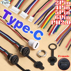 1–20pcs USB-C Type-C Waterproof Connector With Nut Locking Panel Mounting TPC Fast Charging Port Jack Socket 2/4/5/6 Pin PH 2.0