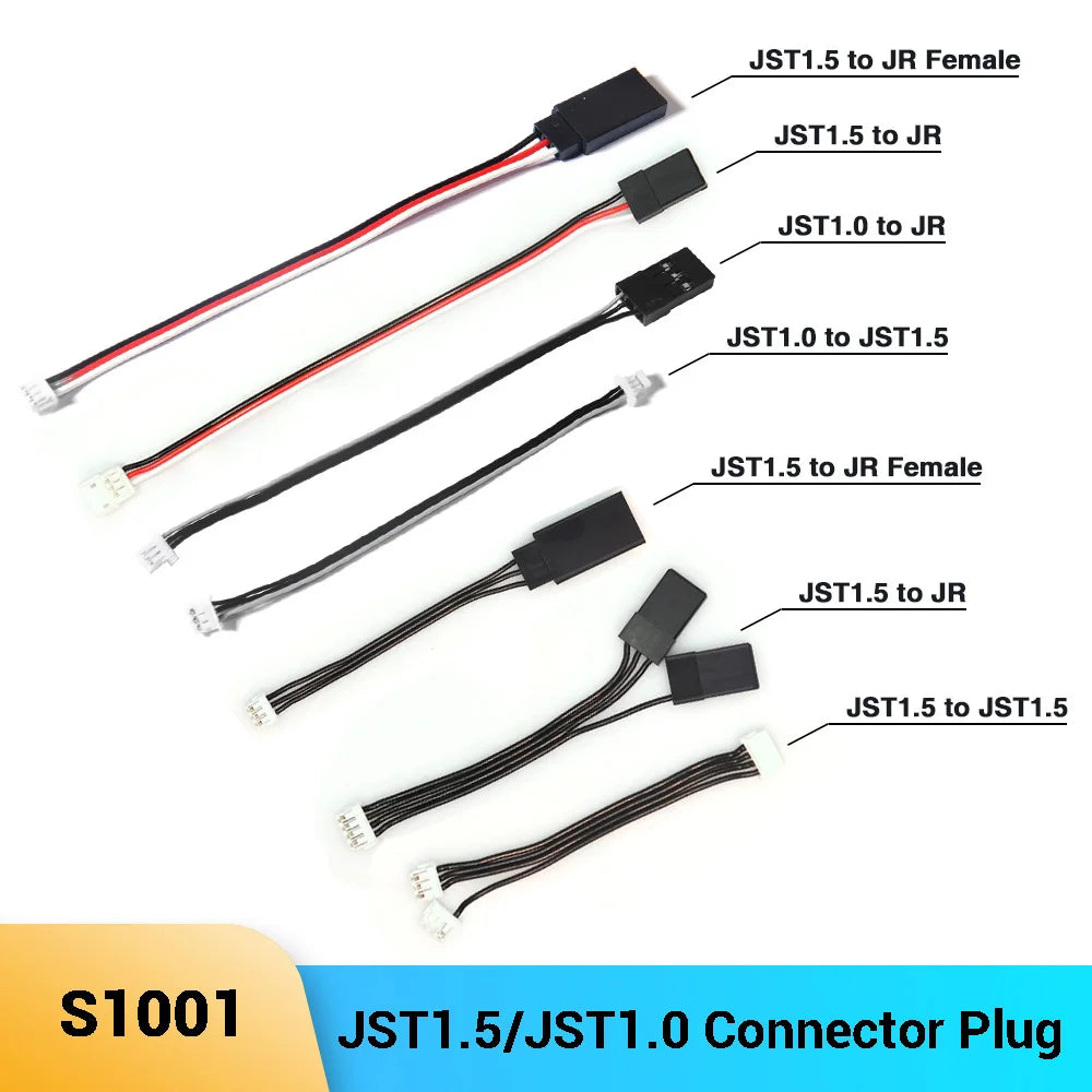 AFRC S1001 JST(ZH)1.5mm to JR Plug Cable Connector Various RC Adapter Cables JST1.0 1.5 JR Futaba for RC DIY Assembly Upgrading