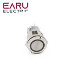 19mm Power Mark Press Metal Push Button Switch Waterproof Latching Self-lock Fixation LED Light Illumination 3V-6V 12V-24V 220V