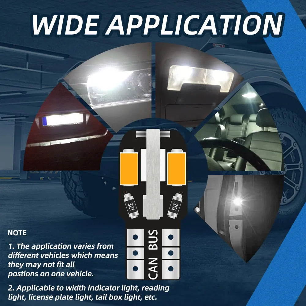 10pcs  W5W Led T10 Canbus Led Bulbs 8Pcs 5730 SMD 168 194 LED Interior Map Dome Lights Auto Clearance Light Parking Signal Lamp