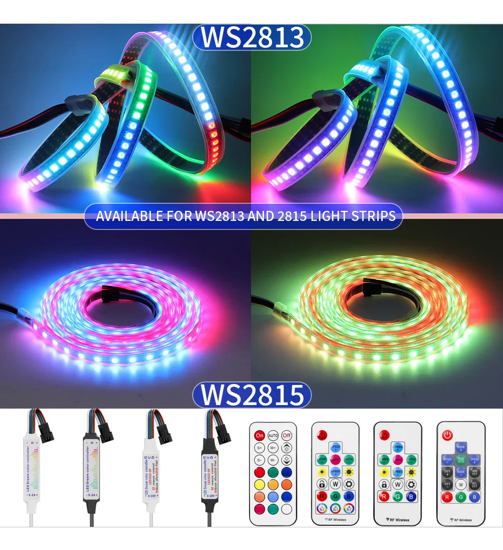 WS2811 WS2812B WS2813 WS2815 LED Pixels Strip Light Controller 3/4PIN USB/DC RF 14/17/21Keys LED Tape Remote Controller DC5-24V