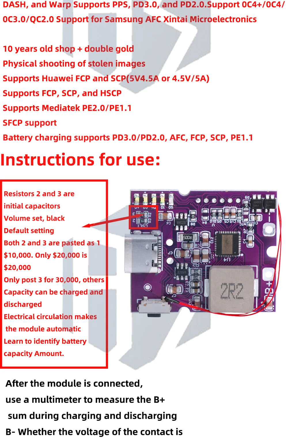 22.5W Power Bank Bidirectional Fast Charging Mobile Power Module Circuit Board With Digital/Light Type-C USB Suppor PD/QC3.0 2.0