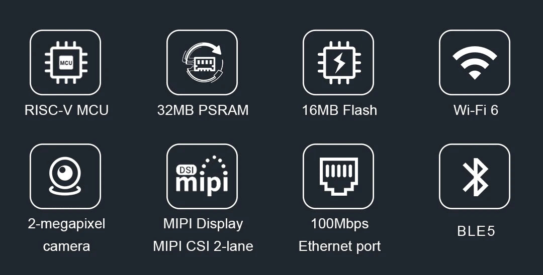 7.0-inch 1024 * 600 IPS capacitive touch ESP32P4 development board ESP32-C6 development board, with housing and camera