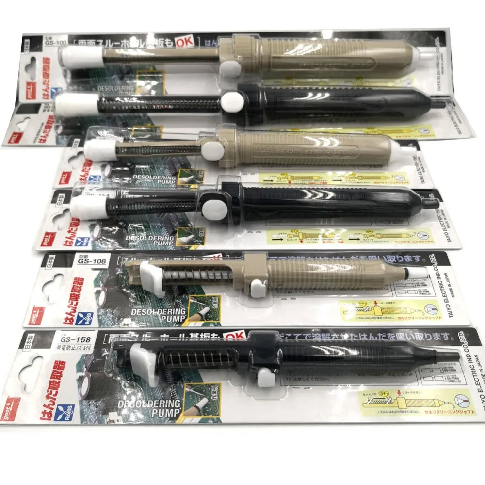 Japan GOOT GS Desoldering Pump Large Medium Small Sizes Self-Cleaning Anti-Static Manual Solder Sucker Light Strong Repair Tools