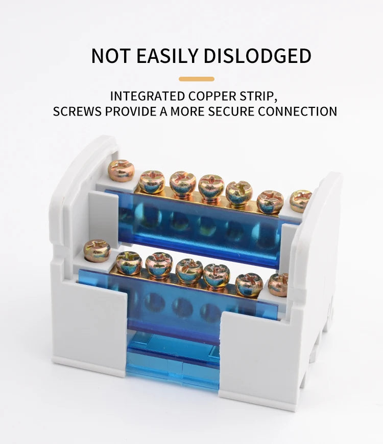 JINH Din Rail Distribution Terminal Block Screw Connection High Power 2 4 Bus Universal Electric Wire Connector Junction Box