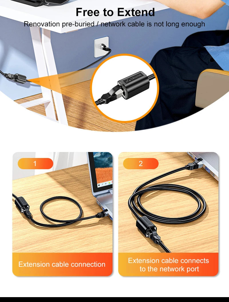 Clearance_SAMZHE Cat6 Ethernet Extension Patch Cable RJ45 Male to Female Rj45 Ethernet Extender Adapter for PC Laptop Ethernet C