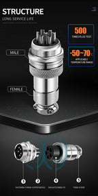 GX12 2/3/4/5/6/7Pin Nut Type Aviation Plug 12mm Circular Socket  Male & Female Electric Power Panel M12 Connector