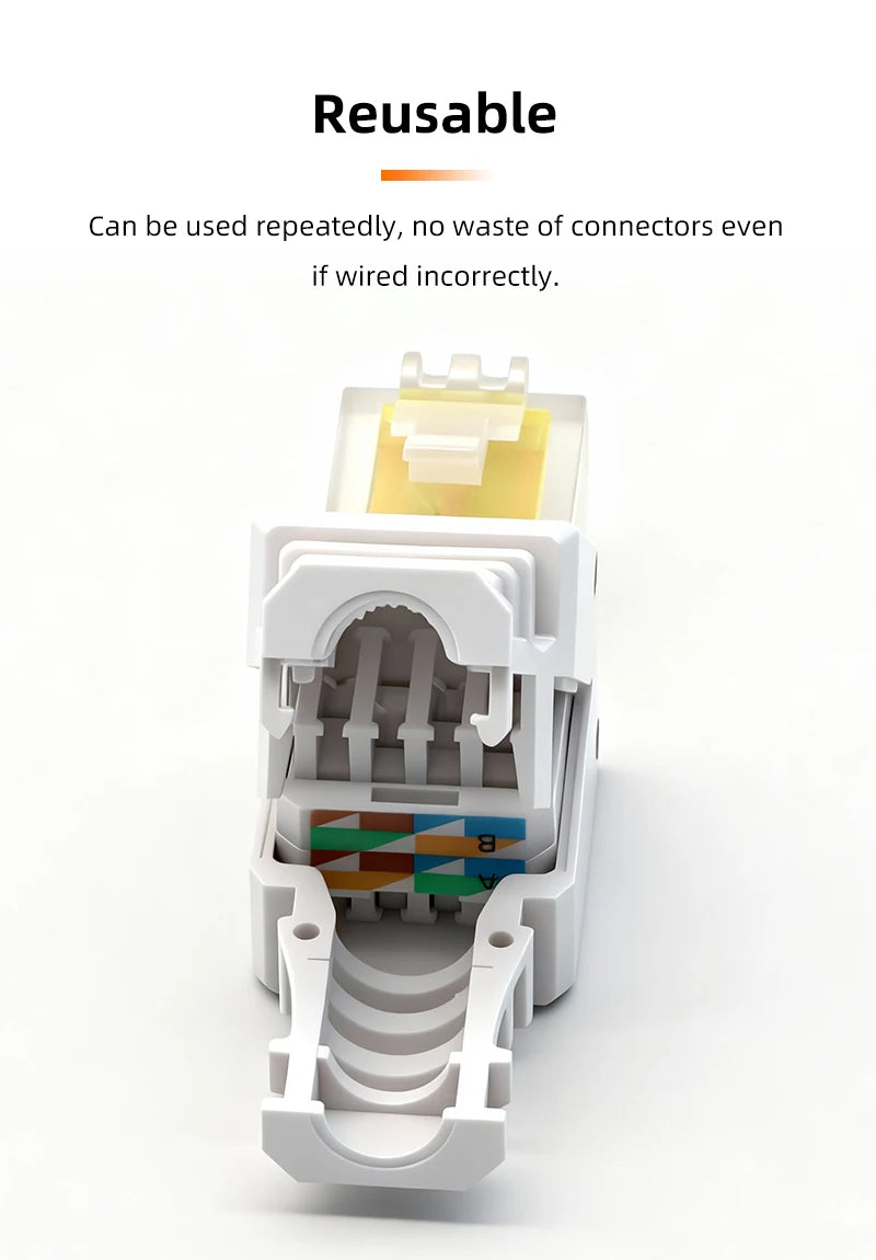 BYXGD Toolless RJ45 Connectors 100Mbps 1000Mbps 10Gbps Tool Free Reusable Cat5e Cat6a Cat7 Metal Plug Ethernet Plug Shielding